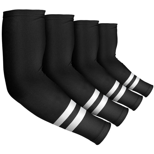 Geyoga 4 Pairs Arm Sleeves for Men Women Reflective UV Arm Sleeves Cooling Protection Arm Sleeves Cover(Black Micro Fiber)
